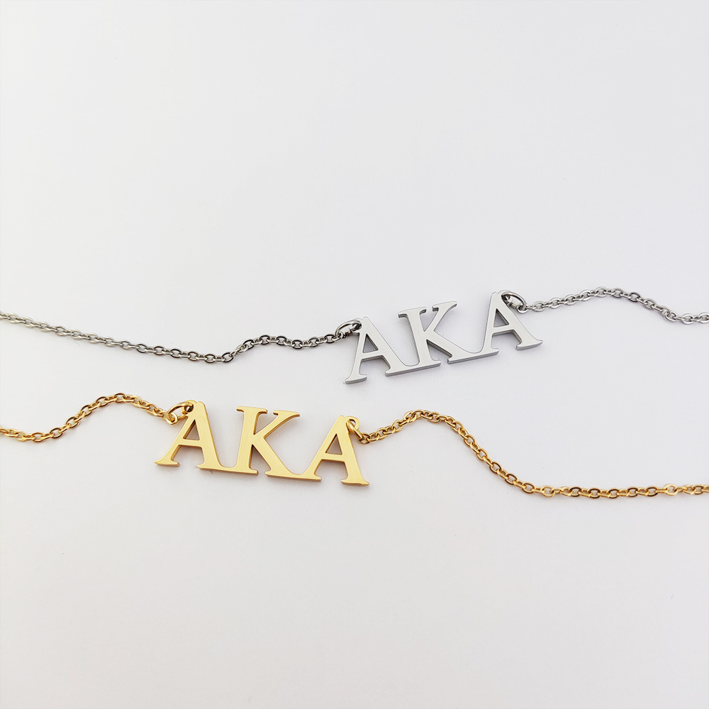 Sorority and Fraternity Jewelry Joyera Custom 18k PVD Gold Plated Stainless Steel Pendants Greek Letter Necklace