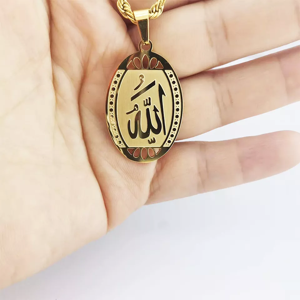 Islam Allah Pendant Necklace Muslim Charms stainless steel gold plated jewelry Collier Islamic Allah Necklaces xp jewelry