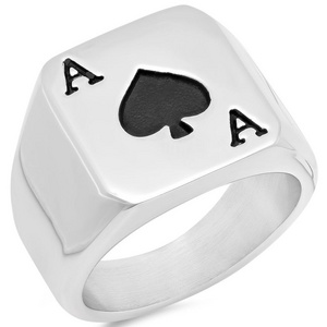 Mens Biker Jewelry Ace Of Spades Stainless Steel Poker Ring