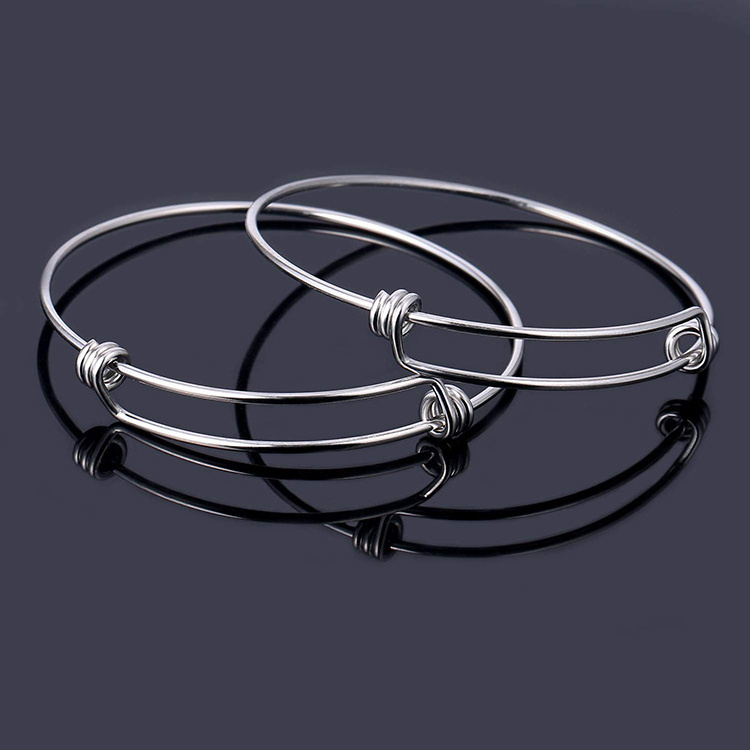 High Quality Adjustable Wire Blank Bangle Bracelets For Jewelry Making Expandable Stainless Steel Bangle