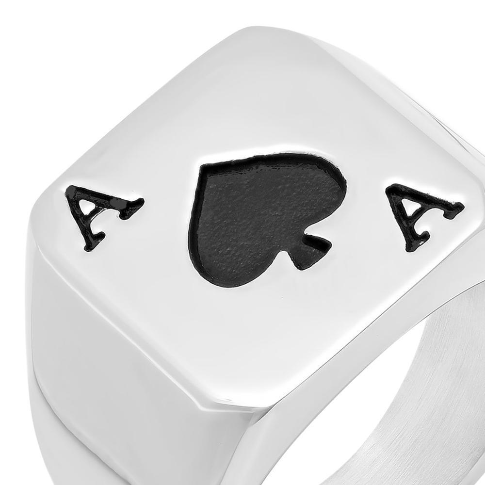 Mens Biker Jewelry Ace Of Spades Stainless Steel Poker Ring