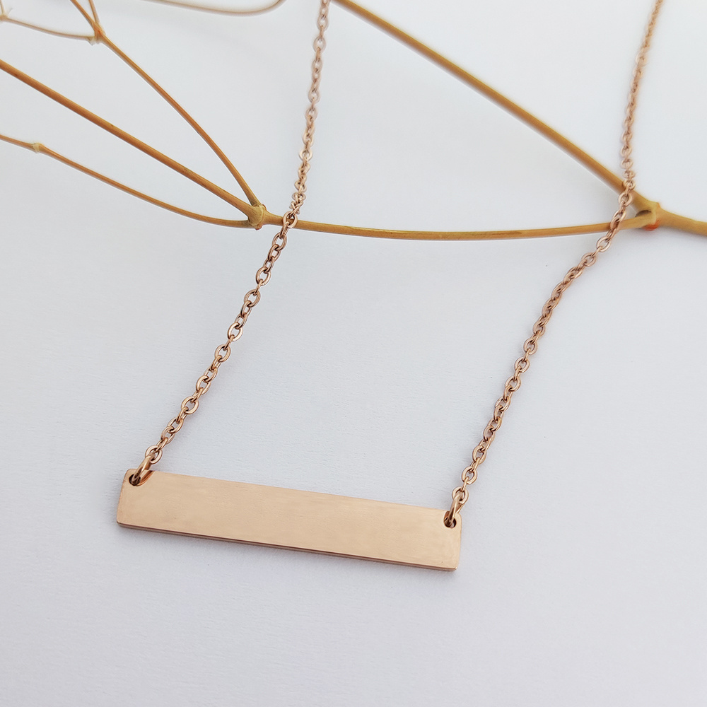 Trendy Dainty Blank Bar Charm Necklace Wholesale High Quality Vertical Bar Necklace  Jewelry Costume Necklace Joyeria De Acero