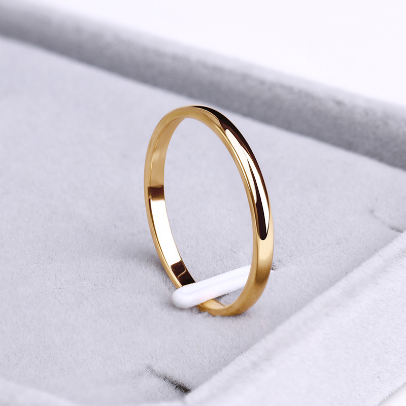 Stainless Steel Men & Women Golden Couple Matching Wedding Rings # Gold Ring Custom Disc Simple Rings