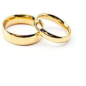 Stainless Steel Men & Women Golden Couple Matching Wedding Rings # Gold Ring Custom Disc Simple Rings