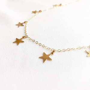 Star Necklace Collares De Estrellas Star Charm Choker Necklace Star Of David Pendant 18K Gold Necklace