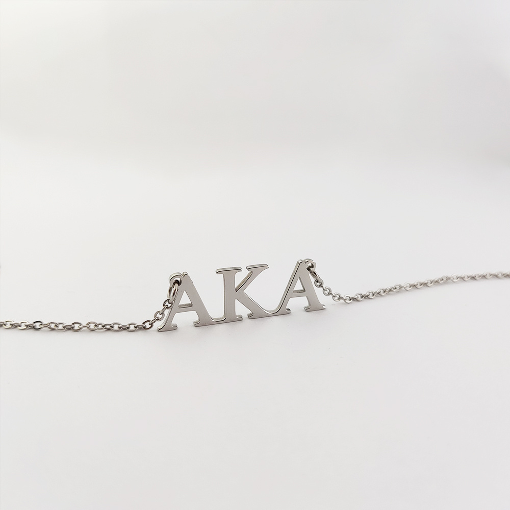 Fashion AKA Sorority Stainless Steel Jewelry Personalized Greek Initial Necklace Custom Logo Acero Inoxidable Joyeria