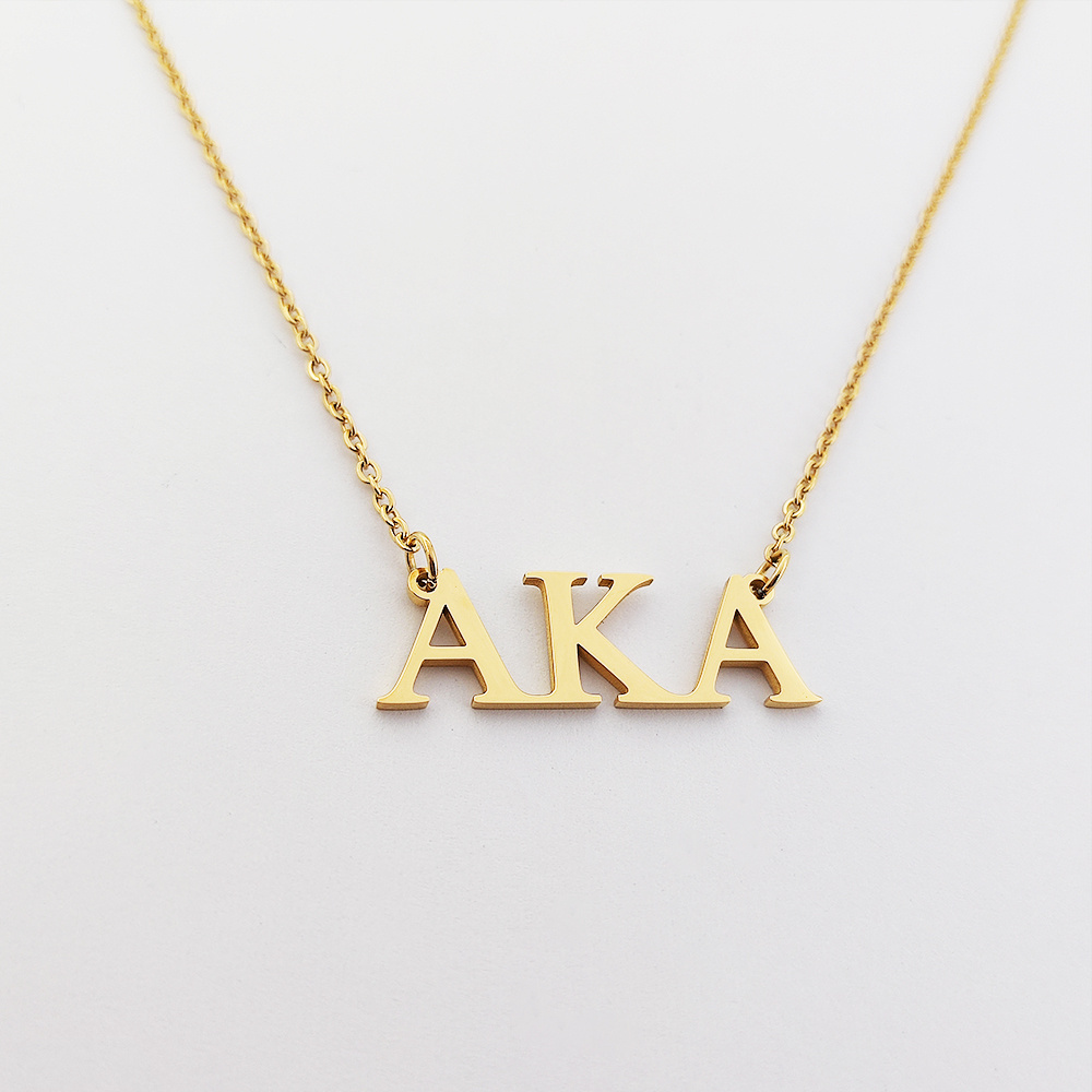 Fashion AKA Sorority Stainless Steel Jewelry Personalized Greek Initial Necklace Custom Logo Acero Inoxidable Joyeria