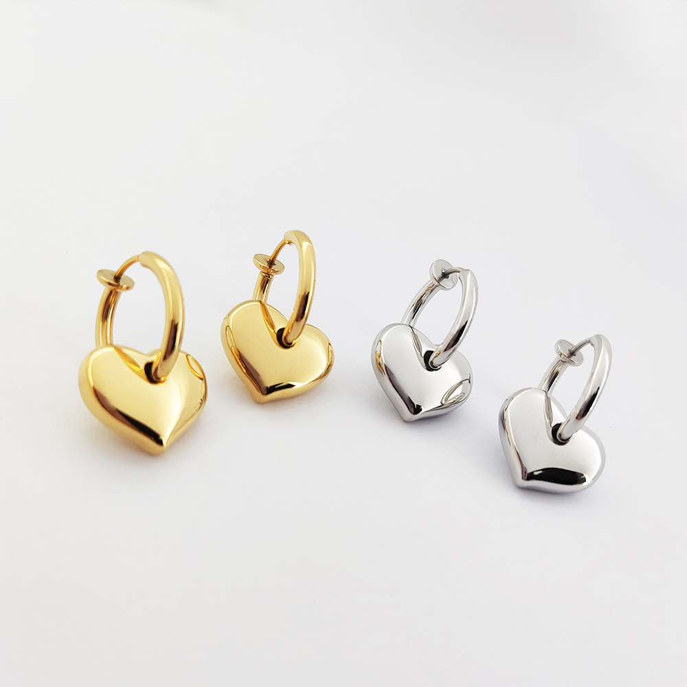 Fashion Jewelry Gold Plated Stainless Steel Forever Lover Heart Shaped Stud Earrings