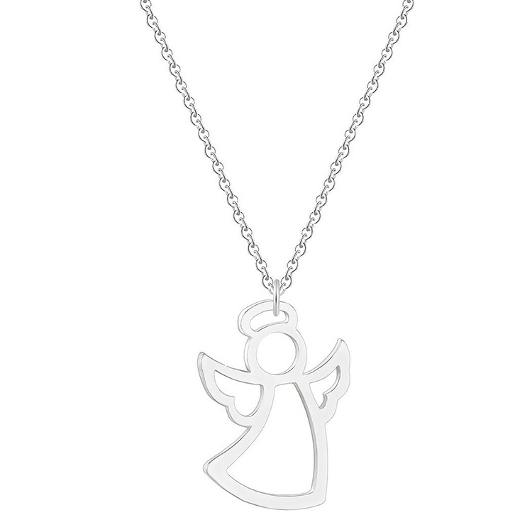 Stainless Steel Jewelry Guardian Angel Charm Pendant Necklace For Women