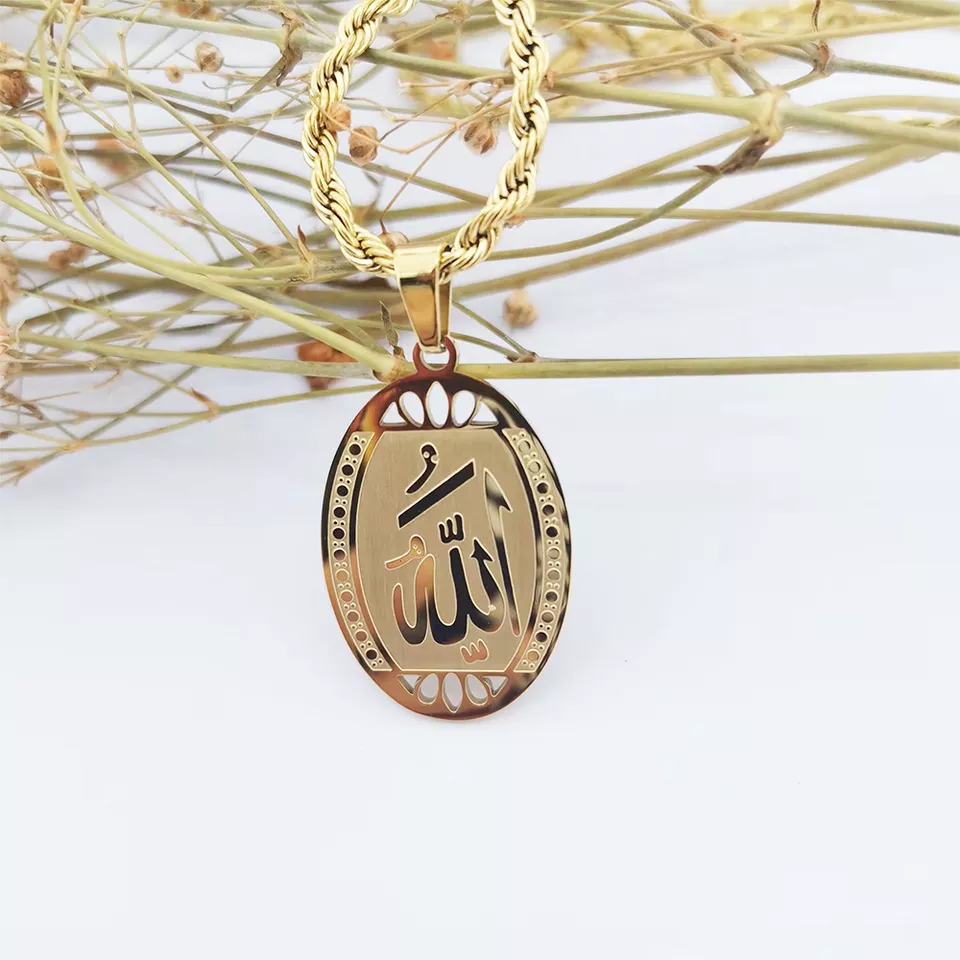 Islam Allah Pendant Necklace Muslim Charms stainless steel gold plated jewelry Collier Islamic Allah Necklaces xp jewelry