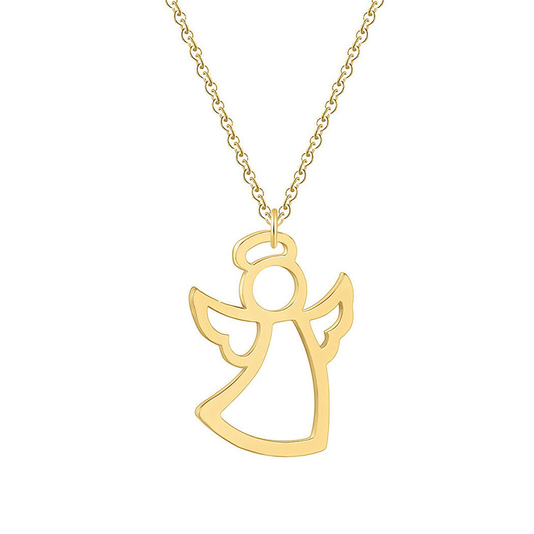 Stainless Steel Jewelry Guardian Angel Charm Pendant Necklace For Women