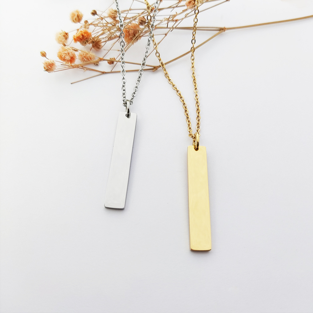 Trendy Dainty Blank Bar Charm Necklace Wholesale High Quality Vertical Bar Necklace Jewelry Costume Necklace Joyeria De Acero