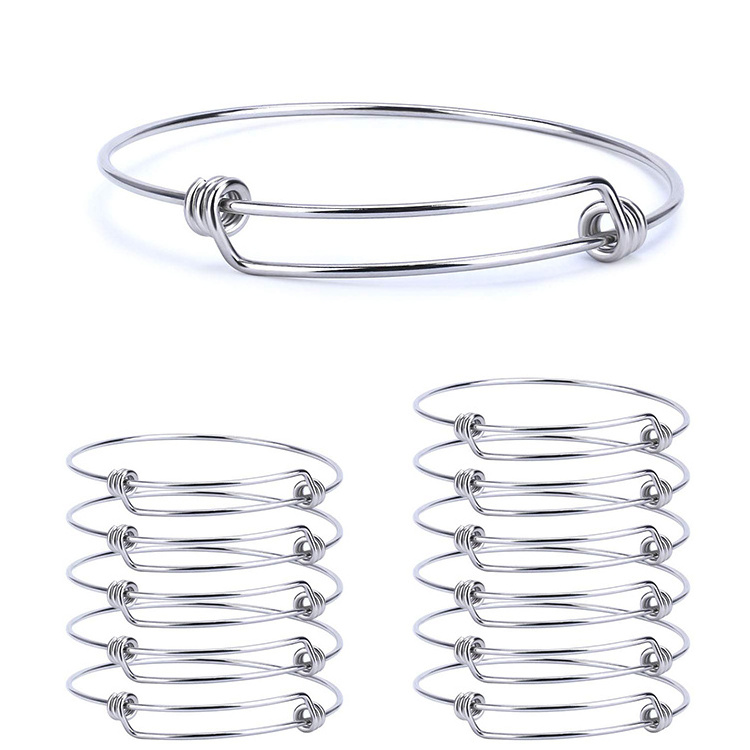 High Quality Adjustable Wire Blank Bangle Bracelets For Jewelry Making Expandable Stainless Steel Bangle