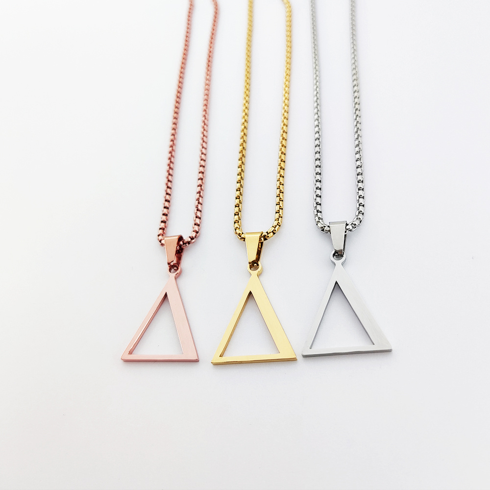 Delta Charms Fraternity Nackalce Triangle Charms 14k Laminated Gold Greek Sorority Jewelry Delta Pyramid Chain Box