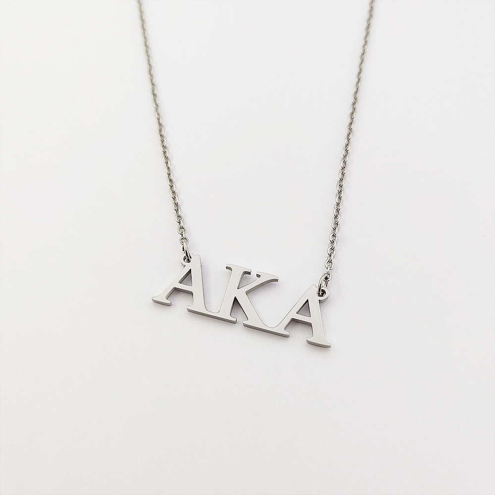 Fashion AKA Sorority Stainless Steel Jewelry Personalized Greek Initial Necklace Custom Logo Acero Inoxidable Joyeria