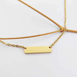 Trendy Dainty Blank Bar Charm Necklace Wholesale High Quality Vertical Bar Necklace  Jewelry Costume Necklace Joyeria De Acero