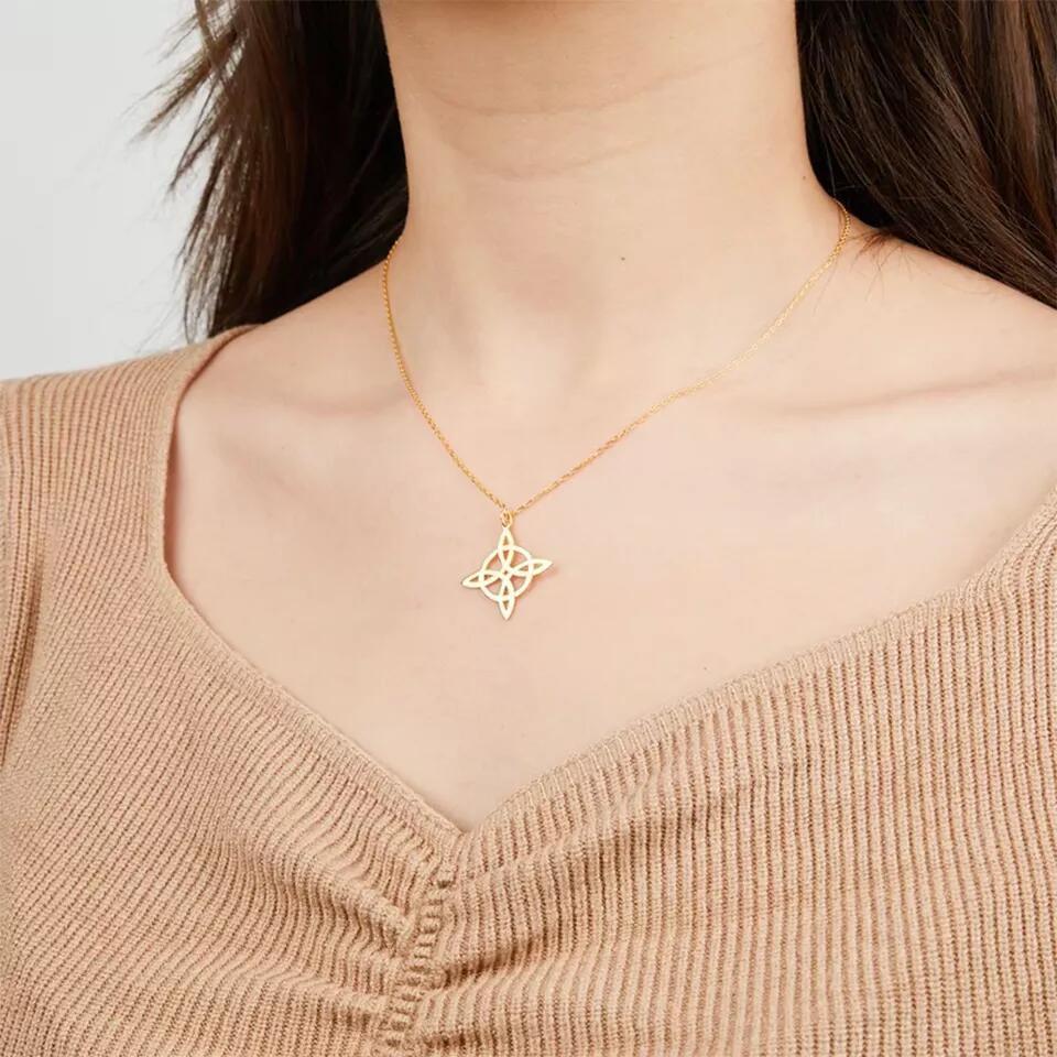 New Trendy Jewelry Fashion Magical Stainless Steel Witches Knot Pendant Necklace Dainty Religious Celtic Cross Pendent Necklace