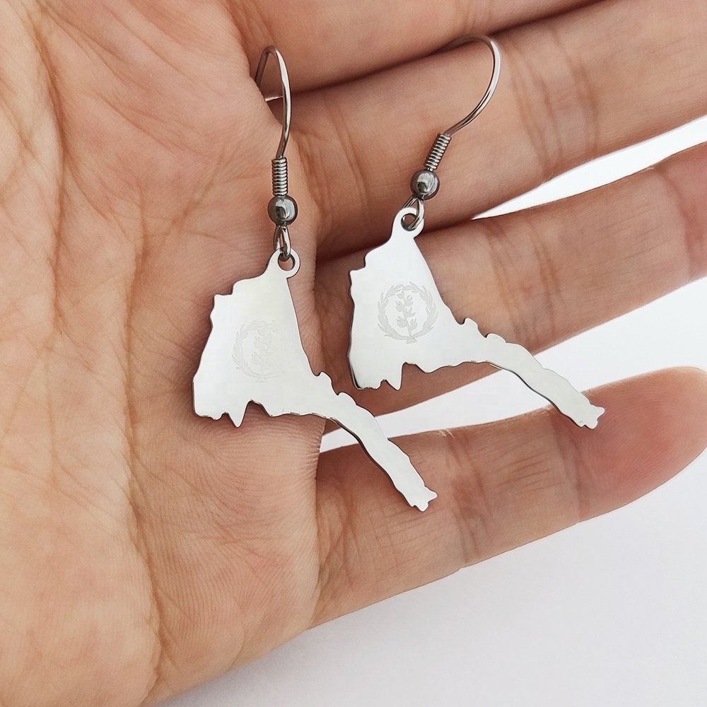 Cut Radium White Eritrea Map Charm Earrings Gold Plated African Culture Jewelry Perfect Gift For Women/Men