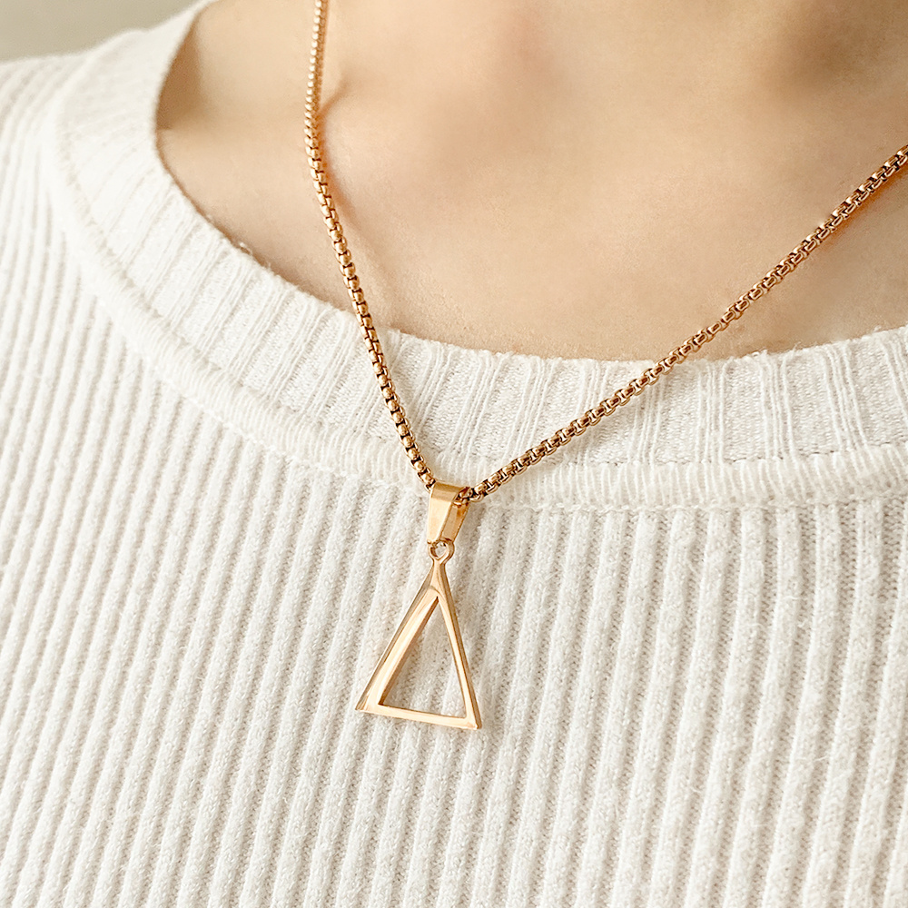 Delta Charms Fraternity Nackalce Triangle Charms 14k Laminated Gold Greek Sorority Jewelry Delta Pyramid Chain Box