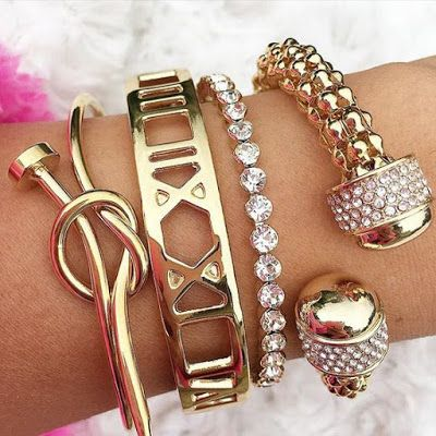 PVD Gold Plated Women Bracelets & Bangles Stainless Steel Bracelets Cuff Lady Jewelry Sets Acier Inoxidable Knot Bracelet Set