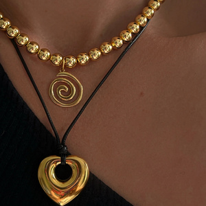 Hot Fashion Design 18K Gold Plated Non Tarnish Fine Jewelry Stainless Steel Swirl Necklace Waterproof Gold Bead Necklace