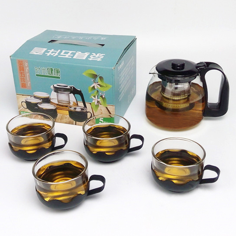 Chinese black glass teapot casual afternoon tea pot set coffee pot