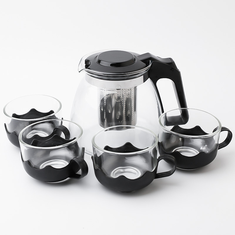 Chinese black glass teapot casual afternoon tea pot set coffee pot