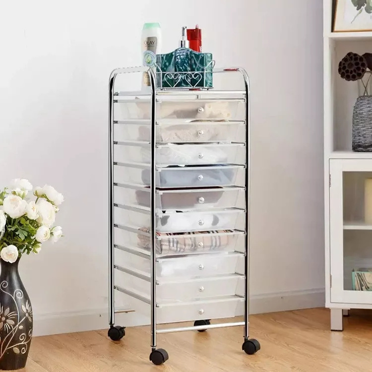 Home Kitchen Bathroom Beauty drawer cart Rolling Storage Organizer Trolley Cart Plastic Utility Makeup 10 Rack Drawers Cart