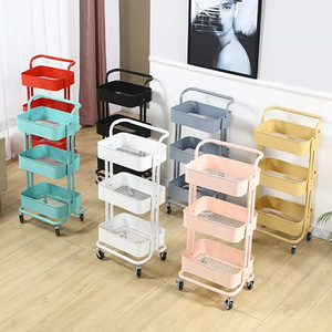 Home Kitchen Mobile Folding Utility Trolley Cart 3 Tier Shelf Rolling Collapsible Metal Mesh Storage Organizer Basket Rack Cart