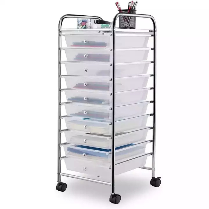 Home Kitchen Bathroom Beauty drawer cart Rolling Storage Organizer Trolley Cart Plastic Utility Makeup 10 Rack Drawers Cart