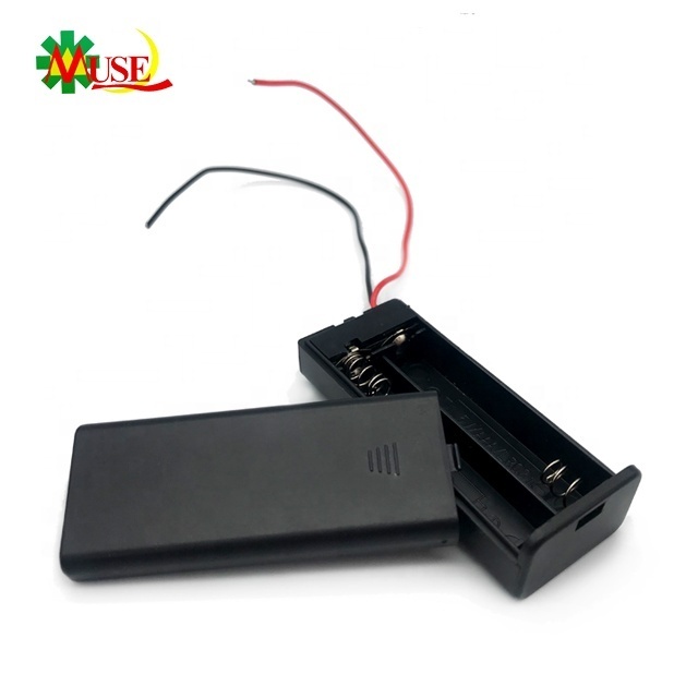 2 AAA Battery Holder with Cover, On/Off Switch and Wire Leads, 2x1.5v AAA Battery Storage Box from China Factory