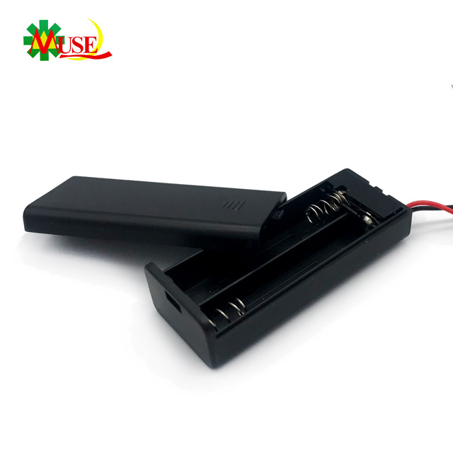 2 AAA Battery Holder with Cover, On/Off Switch and Wire Leads, 2x1.5v AAA Battery Storage Box from China Factory