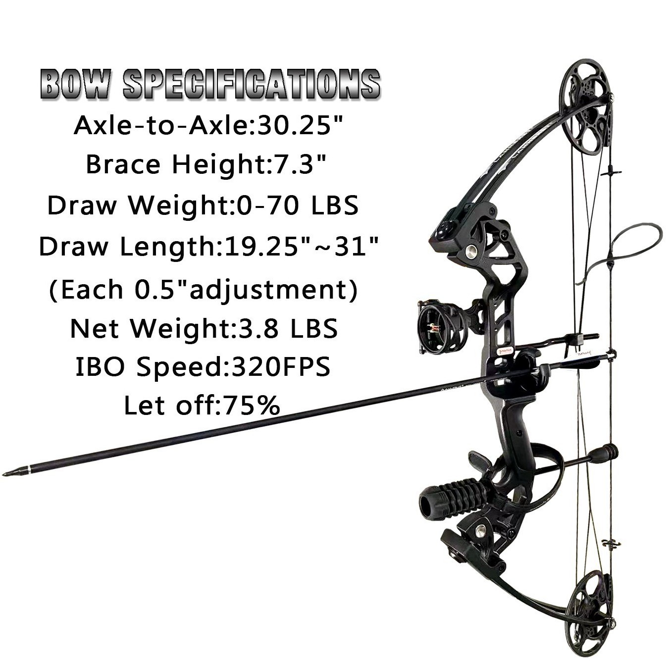 PANDARUS Archery camouflage black Adults 0-70lbs Metal Compound bow and arrow sets for outdoor hunting shooting