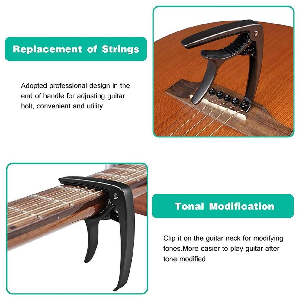 Guitar Capo Professional Zinc Metal Capo for 6 String Acoustic Guitar, Electric Guitar, Ukulele, Bass, Banjo, Mandolin