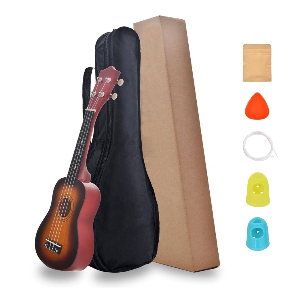 Soprano Ukulele For Beginners 21 inch Four String Ukulele Mini Guitar Musical Instrument with bag, finger pick string