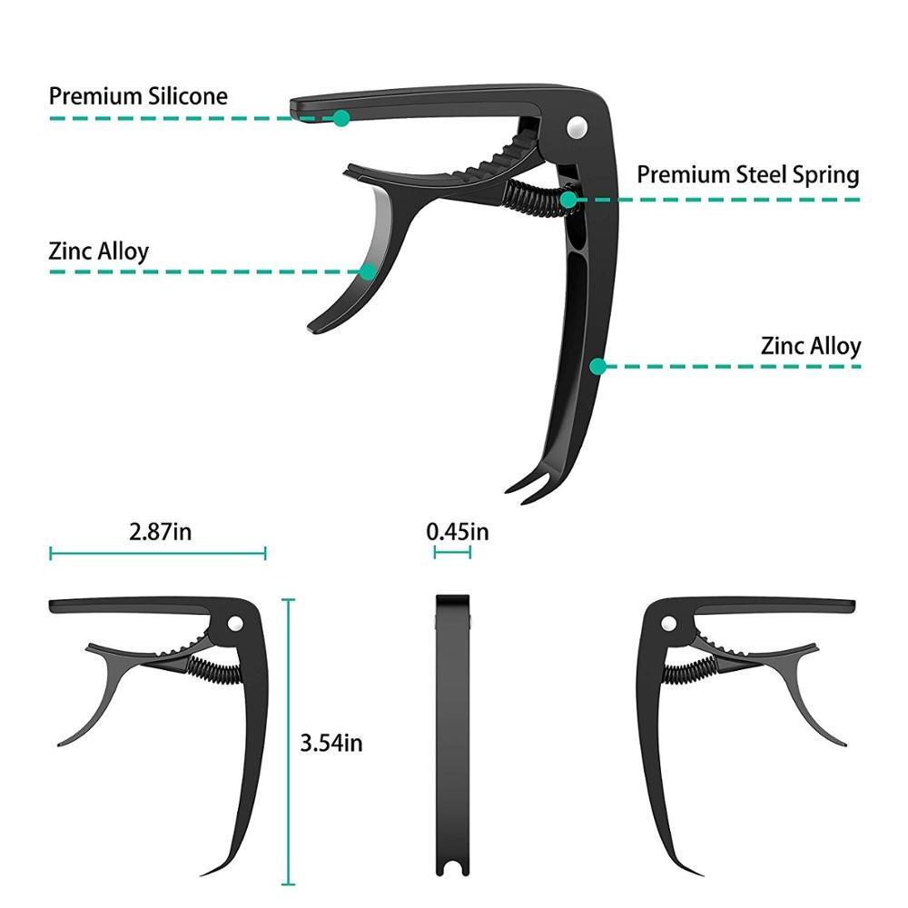 Guitar Capo Professional Zinc Metal Capo for 6 String Acoustic Guitar, Electric Guitar, Ukulele, Bass, Banjo, Mandolin