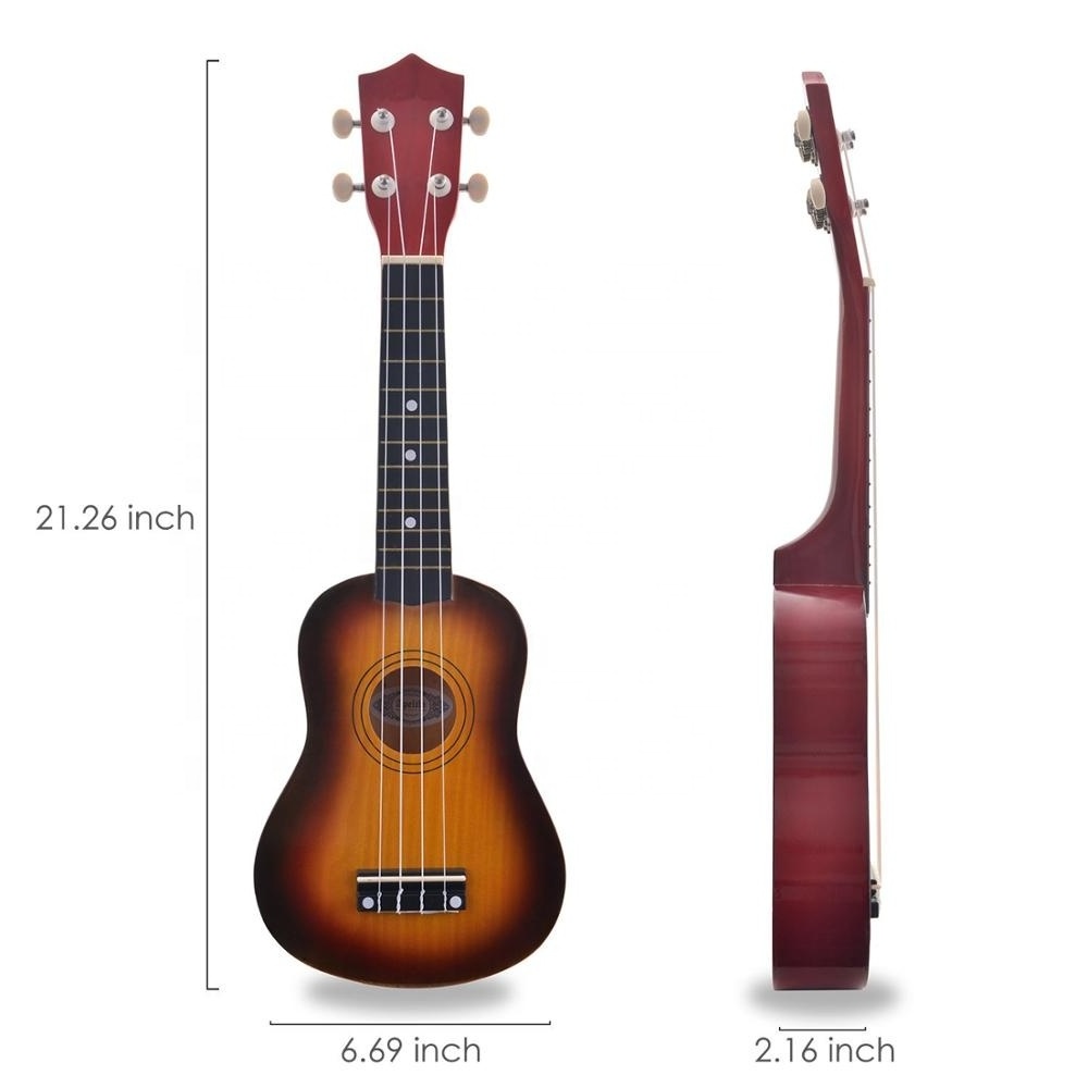 Soprano Ukulele For Beginners 21 inch Four String Ukulele Mini Guitar Musical Instrument with bag, finger pick string