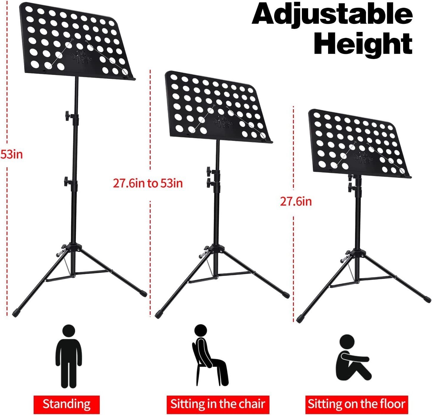 Music Stand for Sheet Music, Adjustable Music Stand, Professional Music Book Holder Music Sheet Clip Holder