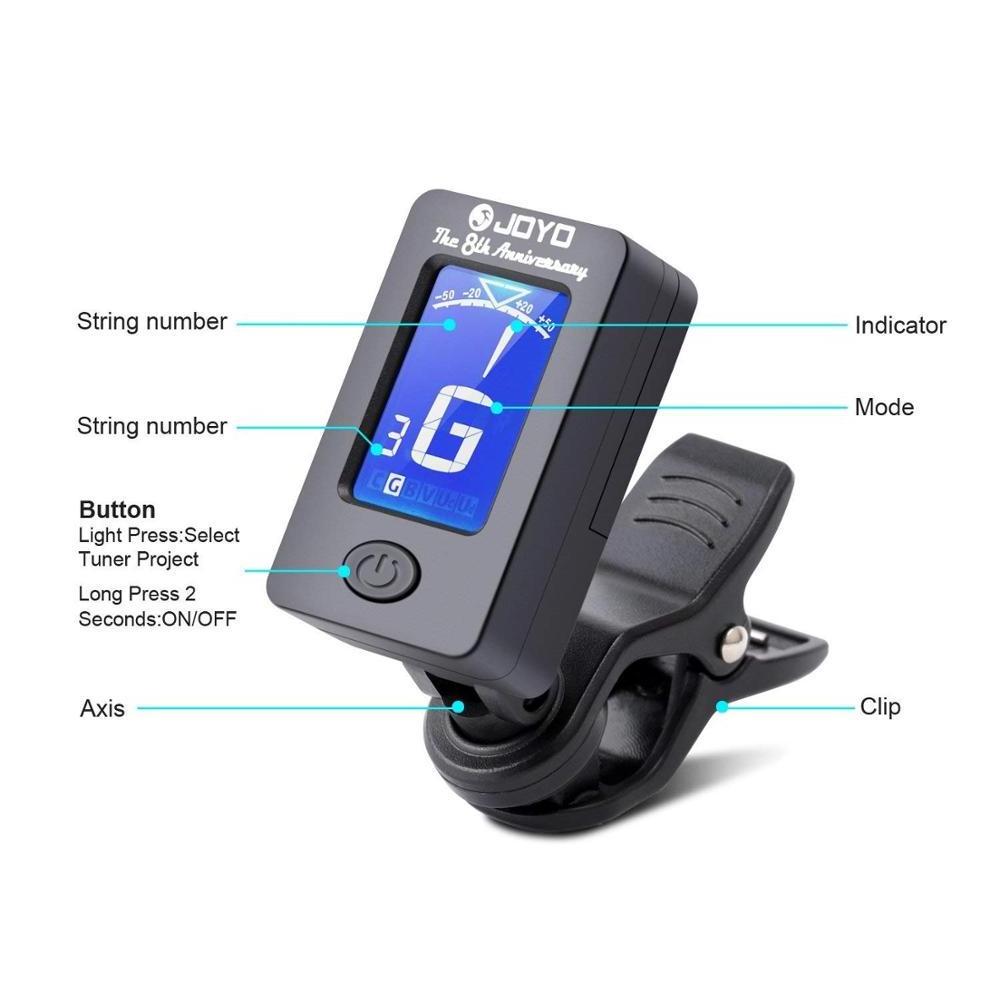 Guitar Tuner Clip-On Tuner Digital Electronic Tuner Acoustic with LCD Display for Guitar, Bass, Violin, Ukulele