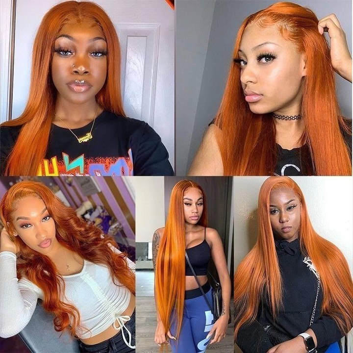 180% Density Water Wave 350 Orange Human Hair Wig Ginger Colored Human Hair Wigs Transparent Frontal Lace For Black Beauty Women