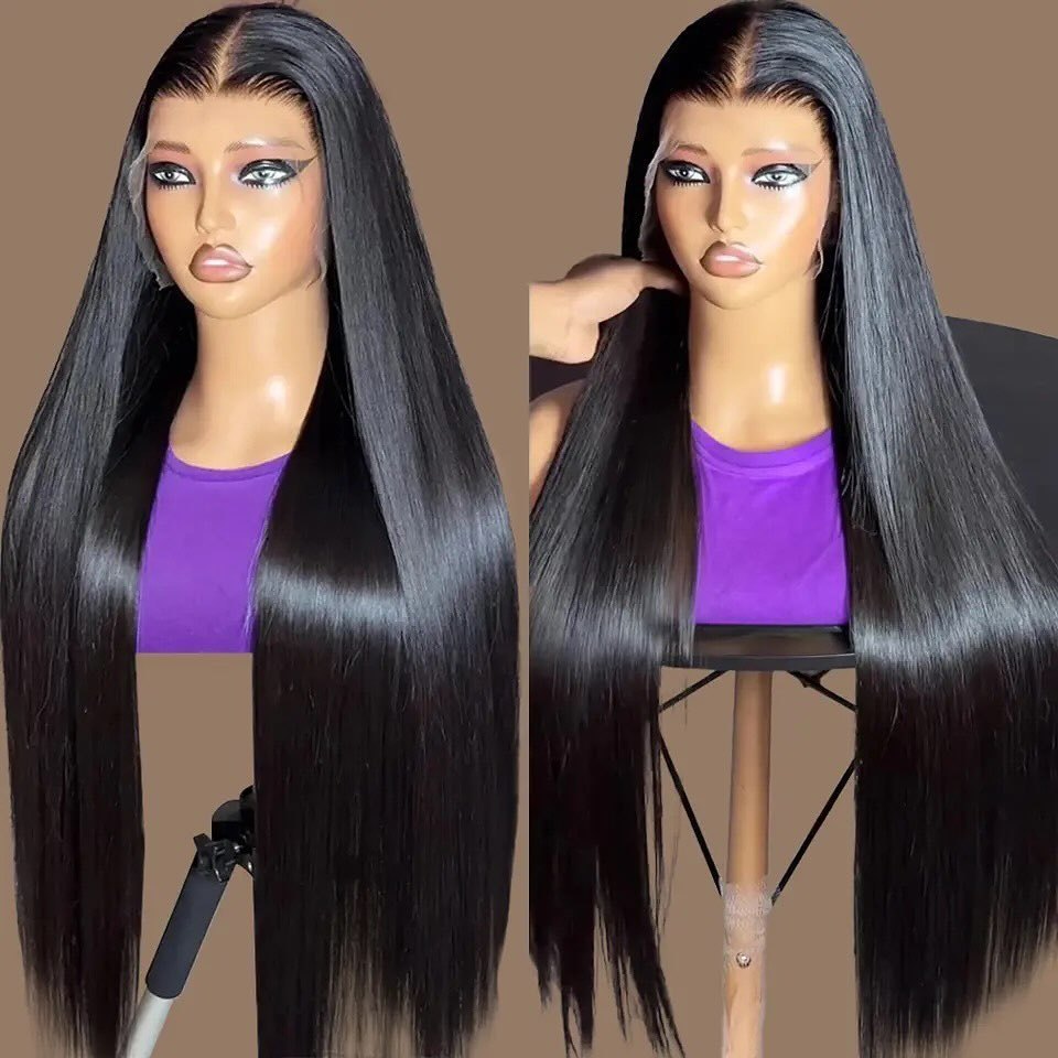 32 34 36 38 40 inch Human Hair HD Transparent Lace Front Wigs For Black Women Straight Deep Wave Virgin Raw Indian Hair Wigs