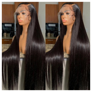 32 34 36 38 40 inch Human Hair HD Transparent Lace Front Wigs For Black Women Straight Deep Wave Virgin Raw Indian Hair Wigs