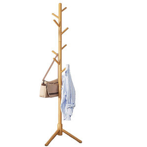 Free Standing Coat Rack Wooden Coat Hat Tree Coat Hanger Holder Entryway Hall Tree with Solid Rubber Wood Base for  Umbrella