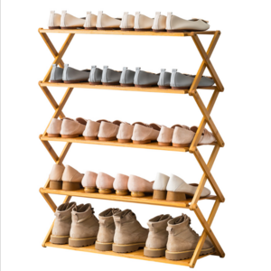 Multilayer simple household economical rack outdoor storage rack free of installation folding bamboo shoe rack