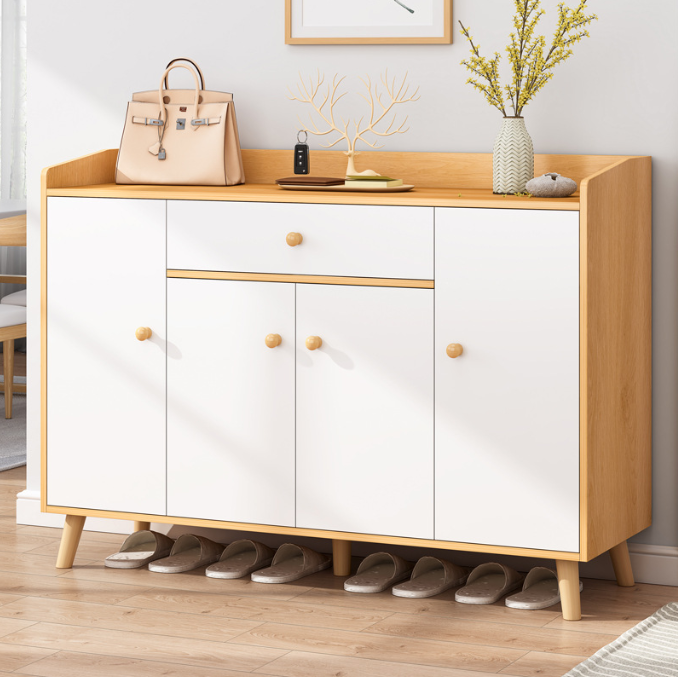 Home Flat Shoe Cabinet Organizes Wooden Shelf Storage Drawers