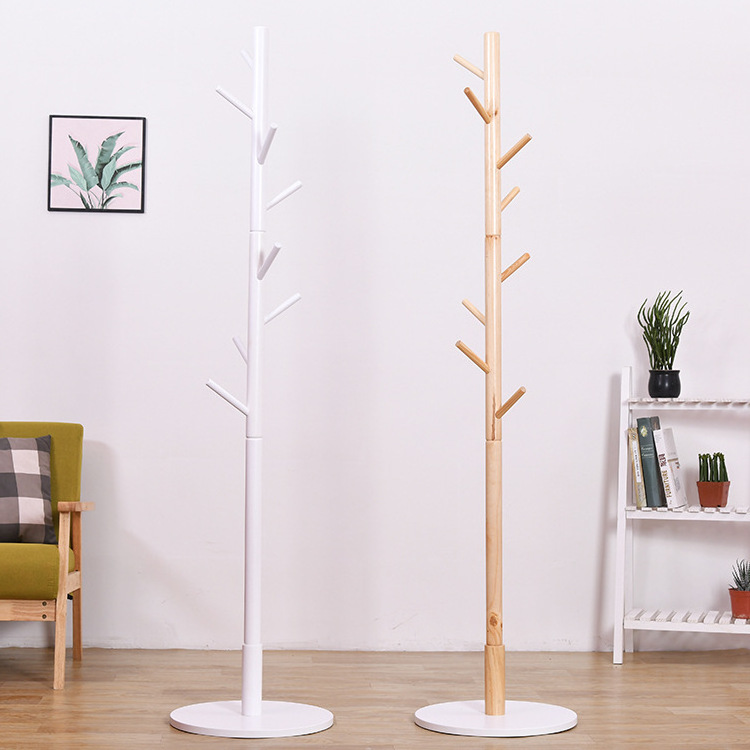 modern solid bamboo hook rack with 8 hooks display hall tree for clothes hats and bags free standing coat rack wardrobe