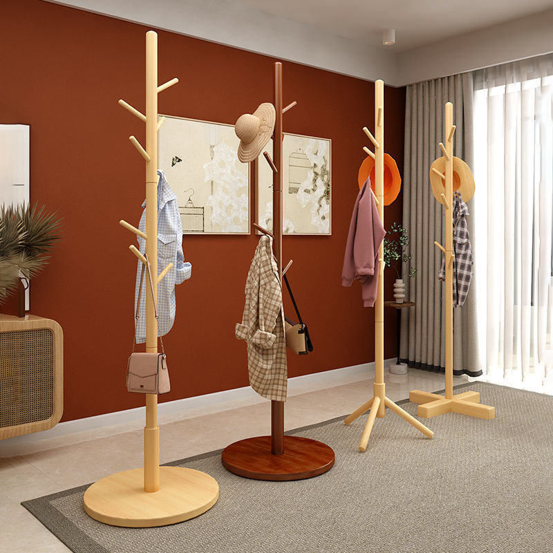 modern solid bamboo hook rack with 8 hooks display hall tree for clothes hats and bags free standing coat rack wardrobe