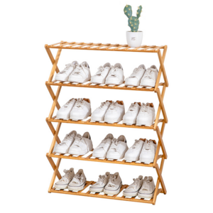 Folding multi-layer simple household storage no assembly foldable shoe rack free installation of wooden bamboo shoe rack