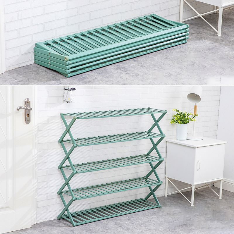 Amazon Folding multi-layer simple household storage no assembly foldable shoe rack free installation of wooden shoe rack