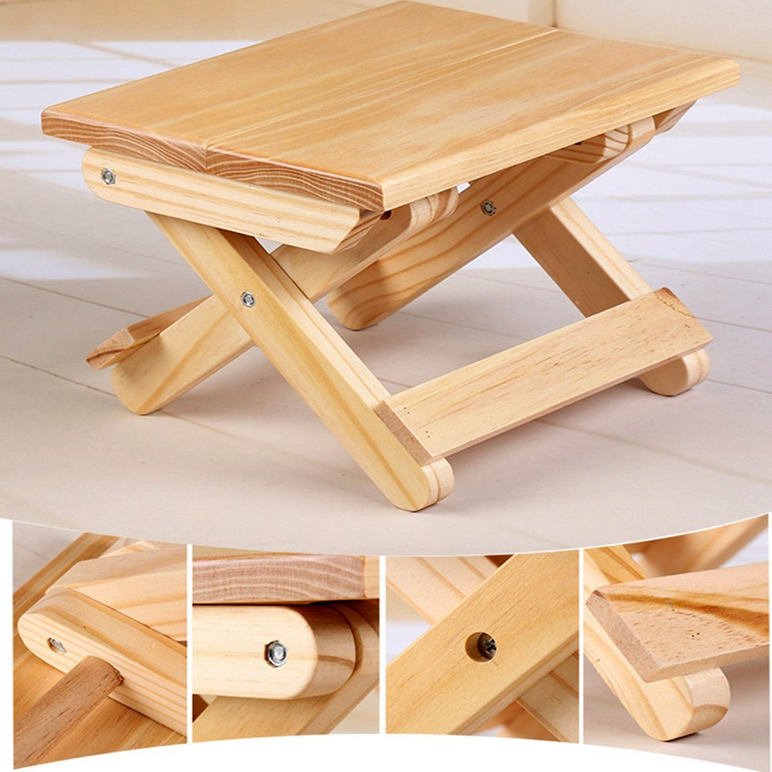 Home New designs small solid wooden colourful folding Stool for Toddlers & Kids